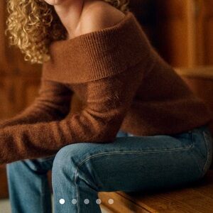 Sezane Brown Off-the-Shoulder Sweater